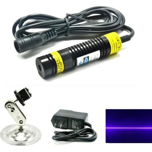 Focusable 405nm 200mW Violet/Blue Line LightLaser Diode Module 16x68mm 5V Adapter Holder Heatsink