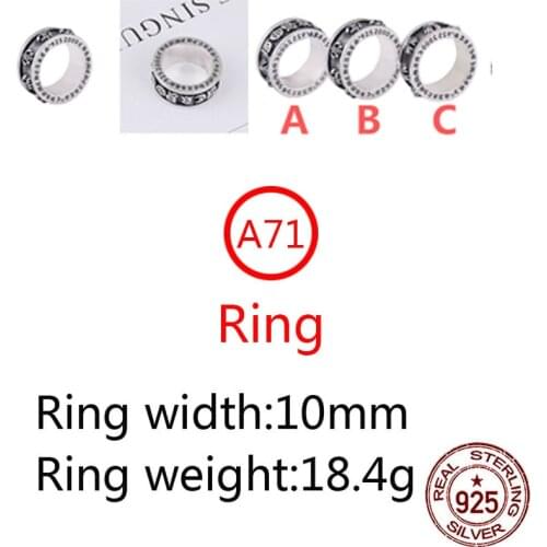 A71 s925 sterling silver ring personalized punk style Sanskrit rotation shape wide-edged domineering retro gift for friends