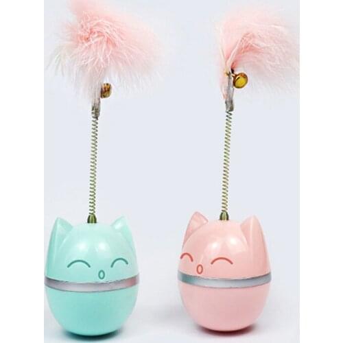 Cat Teasing Toys With Feather And Spring Cat Shaped Interctive Toys With Cat Dog Tumble Toy Cat Dog Toys Pet Supplies