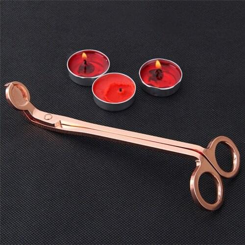 Creative Stainless Steel Candle Wick Trimmer Oil Lamp Scissor Cutter Tool Hook Clipper Rose Gold Round Head Candle Scissors