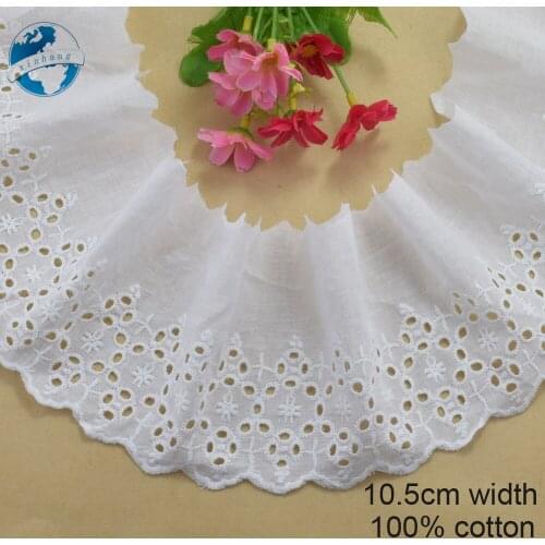 10.5cm wide white 100% cotton embroidery lace french lace ribbon fabric guipure diy trims warp knitting sewing Accessories#4110