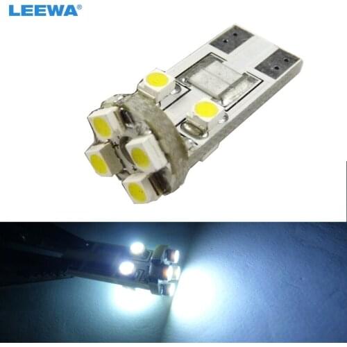 LEEWA 50pcs White T10/168/194 Wedge 8LED 3528/1210 8SMD Canbus No-Error Car LED Light Bulbs #CA2642
