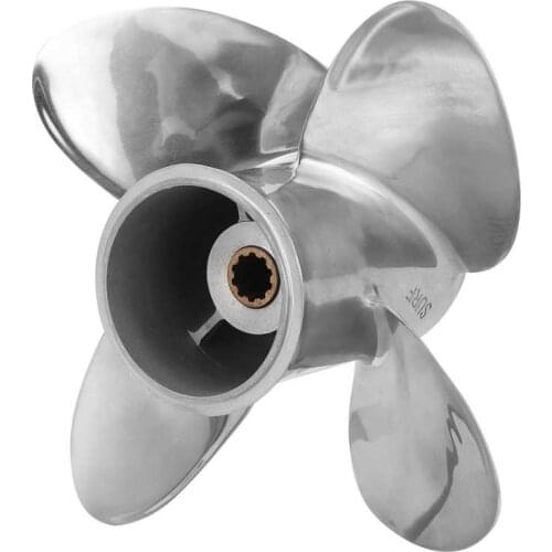 9.9x9in RH Stainless Steel Boat Marine Outboard Propeller 4 Blades 10 Spline Tooth Fit for HONDA 25/30HP Engine 3in Gearcase