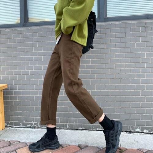 Fashion Loose Brown Jeans For Women High Waist Stretch Wide Leg Femme Casual Comfort Denim Mom Pants Ankle-length Trousers