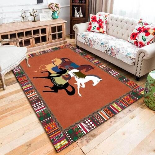 Fashion national style frame horse black green orange yellow kitchen living room bedroom bedside carpet mat customization