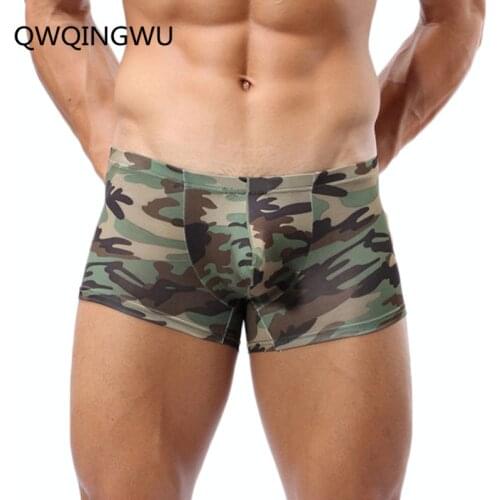 Mens Boxers Underwear Sexy Spandex Camouflage Convex Bag Mens Underwear Boxer Shorts Gay Man U Convex Calzoncillos Cueca Boxer