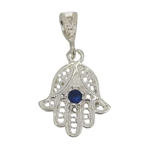 925 silver pendant FATIMA hand with blue zircon brand OSNOR