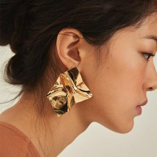 Exaggerated Irregular Geometric Stud Earrings for Women Punk New Fashion 2 Styles Party Ear Decoration ET056