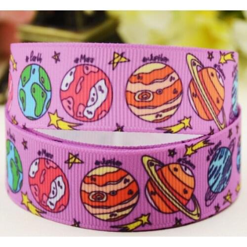 22mm 25mm 38mm 75mm Planet cartoon printed Grosgrain Ribbon party decoration 10 Yards X-04481