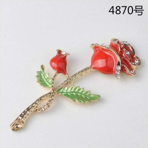 New stereo red rose drop oil alloy bag jewelry accessories diy jewelry