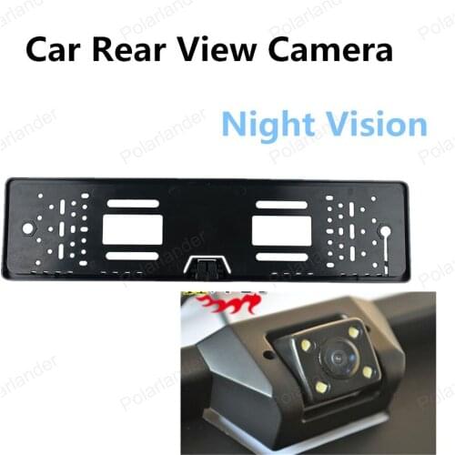 [High Quality] European Car Monitor with 4 LED Light Car Licence Plate Night Vision Rearview CMOS Camera