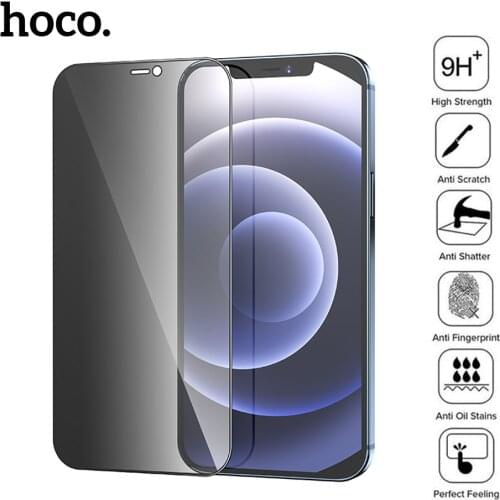 Hoco 9H Privacy Screen Protector For iPhone 12 11 Pro Max Anti-Spy Tempered Galss For iPhone X XS Max XR Full Cover Front Film