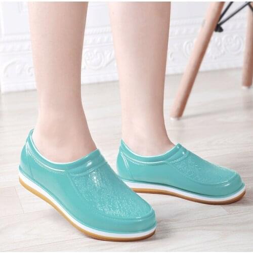 Women Non-slip Low Tube Rain Boots Adult Cotton Velvet Waterproof Shoes Keep Warm Autumn Winter