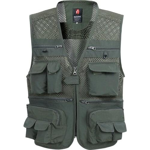 Summer Mesh Vest For Men Spring Autumn Male Casual Thin Breathable Multi Pocket Waistcoat Mens Baggy 5XL Vest With Many Pockets