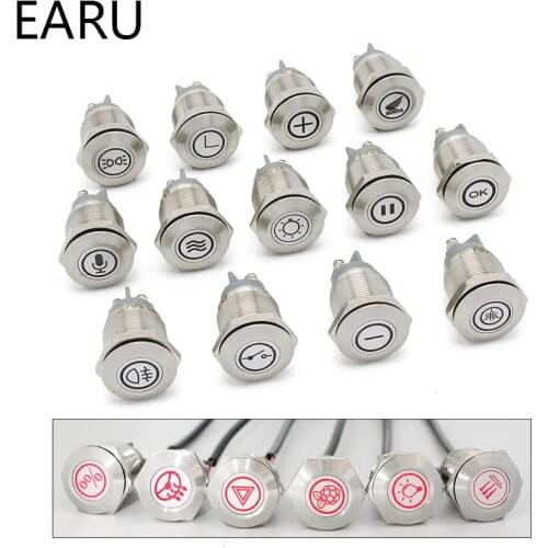 Icon Symbol Logo Customization Waterproof IP67 Metal LED Light Signal Indicator Warning Pilot Lamp Screw Feet Terminal for Car