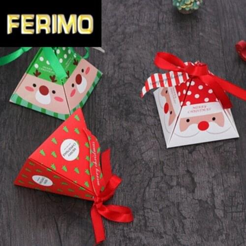 10pcs/Set Candy Bags Merry Christmas Christmas Tree Gift Candy Box Bag Boxes With Bells Paper Boxes Bag Supplies Gift for Friend