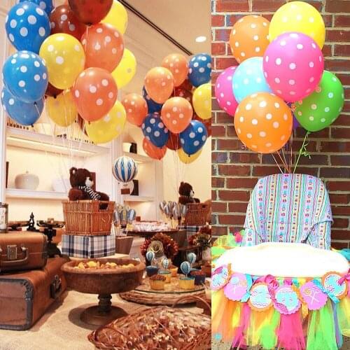 10PCS 12 "Small Balloon 10 Red White Dots Latex Balloons For Baby Birthday Wedding Supplies Mariage Decoration Photo Props