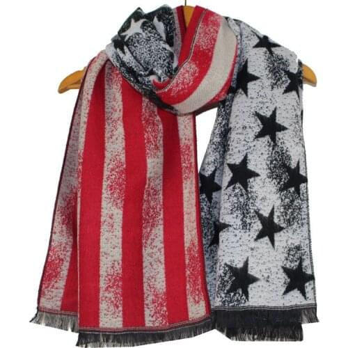 100pcs/lot new fashion woven winter warm cashmere like star and striped long scarf /US flag scarf