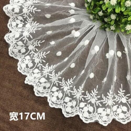 15Yards White Lace Trim Skirt Hem Underwear Ribbon Applique 17cm Wide Sewing Craft DIY Apparel Fabrics High Quality