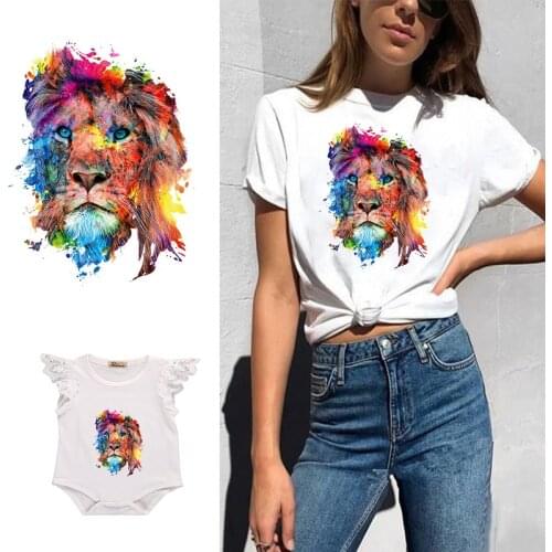 2pcs Ironing on Transfers Patches Heat Press Stickers for Families Lovely Lion Patch DIY Appliques for Parent-childs Families