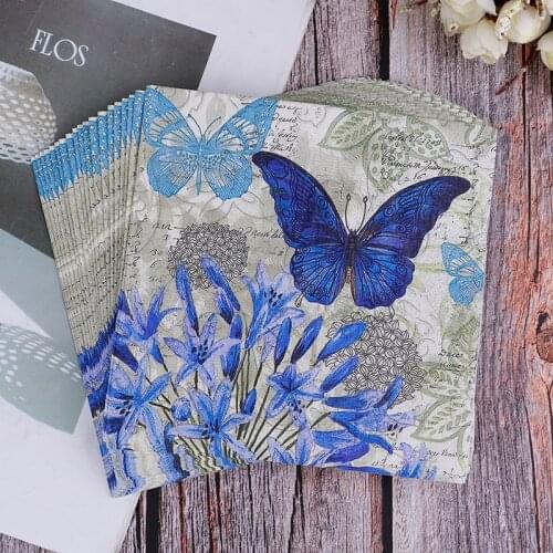 20PCS Napkins paper Decoupage Tissue Purple Flowers Butterfly wedding birthday decorative BIodegradable