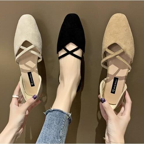 2020 Summer Women Flats Narrow Band Sandals Cross-tied Slip on Shoes Woman Loafers Faux Suede Ladies Shoe zapatos mujer 7945L