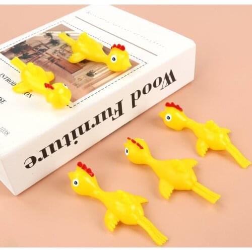 24pc Novelty Catapulted Ejection Rubber Chicken Finger Toys Light Prank Flying Fidget Toy Slingshot Finger toys Sticky Turkey