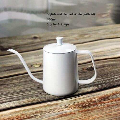 350ml 600ml Gooseneck Drip Kettle Non-Stick Food Grade Stainless Steel Thin Mouth Swan Neck Coffee Tea Pot With Lid Coffeeware