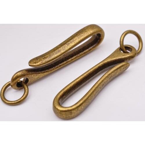 5pc 70mm Heavy Duty Solid Brass Quality Car KeyChain KeyRing Belt U Hook Jean Wallet Chain Accessories Fish Hook