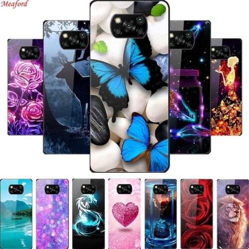Tempered Glass Case For Xiaomi POCO X3 NFC X3 Pro Case Hard Back Cover For POCO X3 Pro Phone Case Cover For Xiaomi Mi 10T Lite