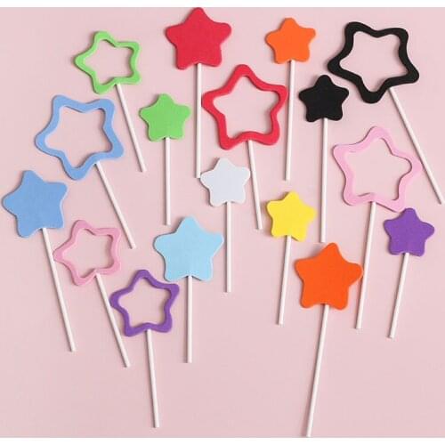 Color Star Cake Topper Hollow Five-pointed Star Birthday Cupcake Decor Wedding Birthday Table Dessert Decor Happy Birthday Party