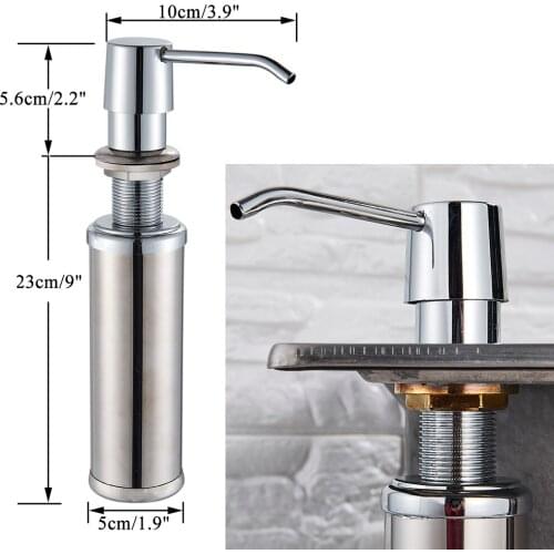 For Kitchen and Bathroom Liquid Soap Dispenser 220ML Chrome Stainless Steel Manual Lotion Shampoo Dispenser Box