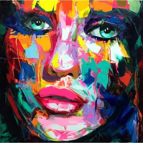 Francoise Nielly Knife Hand Painted Canvas Painting Abstract Portrait Face Oil Paint Figure Wall Art Pictures Home Living Decor