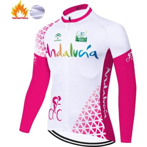 Spain team ANDALUCIA 2021 maillot cyclisme retro winter thermal fleece cycling jersey Bike wear camisa de ciclismo masculina