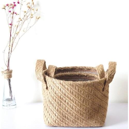Jute woven cloth flower pot storage basket childrens toys sundries storage bag laundry basket WF1107