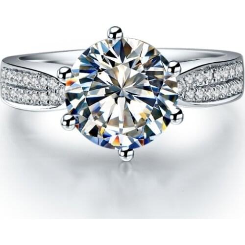 AU585 14K White Gold Ring Brilliant Star 2CT Diamond Engagement Ring Fiancee Gift