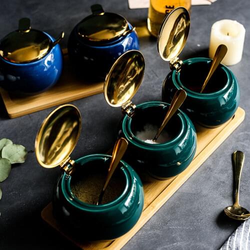 Creative Ceramic Seasoning Jar with Lid Kitchen Household Storage Bottle Chili Sugar Salt Jar Kitchen Decoration Accessories New