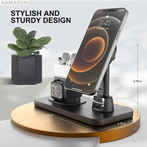 3 in 1 Magnetic Wireless Charger For MagSafe Fast Charging Station Iphone 12 Mini Pro Max For Watch Airpods Chargers Stand Dock