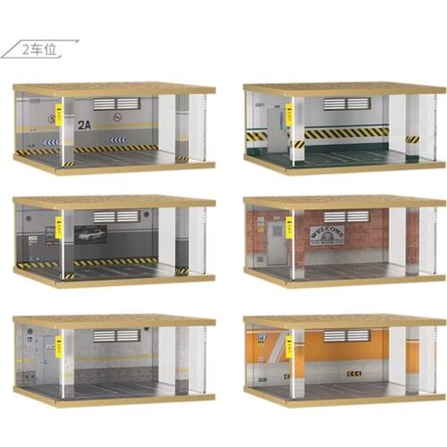 1:32 Model Car Display Cabinet Scene Model Underground Parking Lot Simulation Luminous Toy Dust Cover Stereo Modified Garage