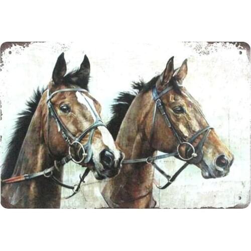 Wall art decor for living room animal horse equine tin metal sign