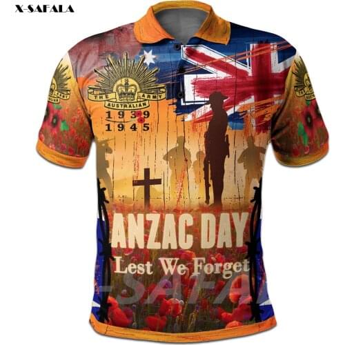 Australia ANZAC Day Aboriginal 3D Printed High Quality New Polyester Fiber Men Female Collar Polo Shirt Tee Tops Anti Shrink