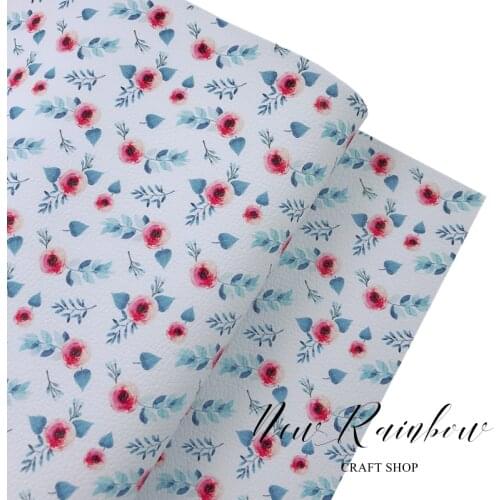 New Rainbow 30x138cm/Roll Romantic Flowers Printed Faux Leatherette For Homedecor, Bows, Accessories, Crafts