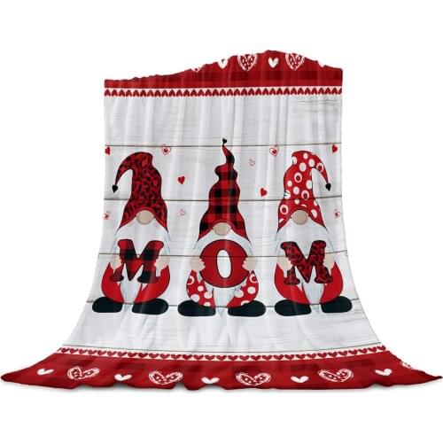 MotherS Day Red Plaid Love Dwarf Throw Blanket Soft Picnic Blanket Home Decor Microfiber Flannel Blankets for Beds