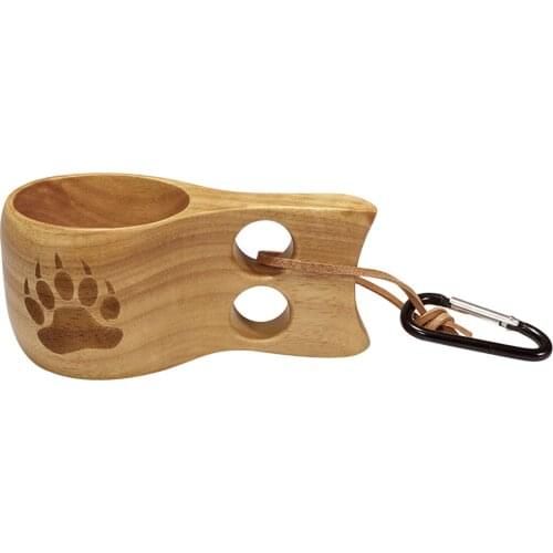 Outdoor Camping Japanese Coffee Wooden Cup Retro Handle Cup Portable Rubber Wood Lovers Cup Anti-scald