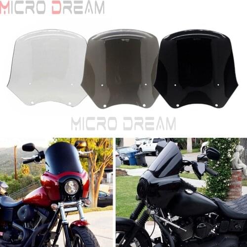 15" Replace Headlight Fairing Windshield Wind Screen Tall Windscreen Airflow Deflector For Harley Dyna Street Fat Bob FXD FXR