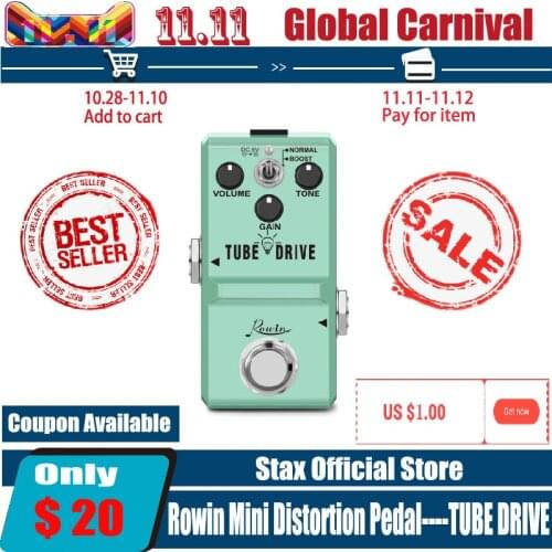 Rowin LN-328 Tube Drive Guitar Analog Overdrive Pedal Classic Blues Pedals Distortion Box Normal & Boost Modes Mini Size