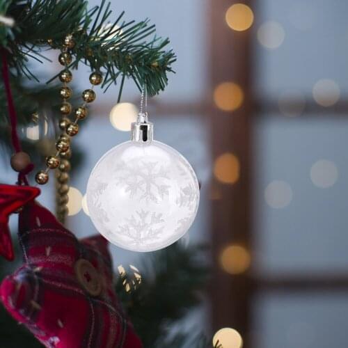 Christmas Ball Decoration Hanging Snowball Painted Ball Transparent Natural Genuine Gift Gadgets Accessories Medium 6 Pieces