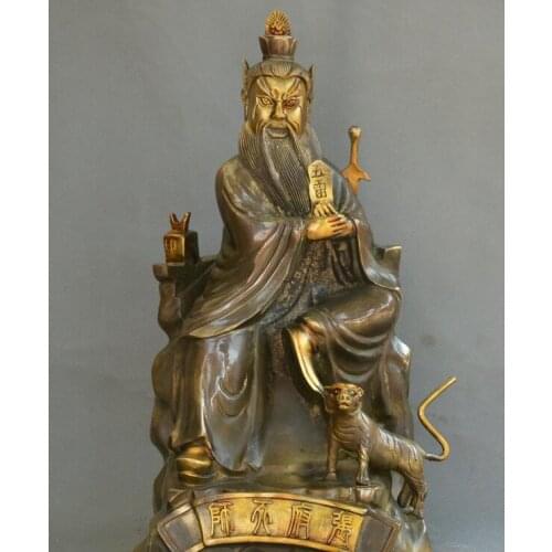 Collect Chinese fengshui old bronze Zhang Taoist master Zhang Daoling god Statue