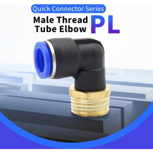 1 pcs PL Hose OD M5 1/8'' 1/4'' 3/8'' 1/2'' -4 6 8 10 12mm Pneumatic Male Elbow Connector Tube Air Push In Fitting