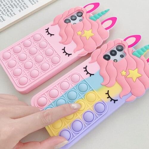 Cartoon Pink Unicorn Silicone Case For Samsung Galaxy A51 A01 A10E A20E A12 A20 A30 A50 A32 02 A52 A72 A31 A71 4G 5G Bunny Cover